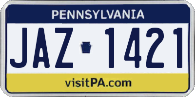PA license plate JAZ1421