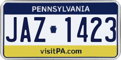 PA license plate JAZ1423