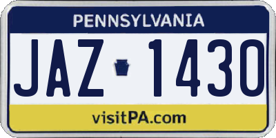PA license plate JAZ1430