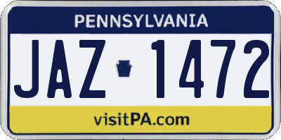 PA license plate JAZ1472