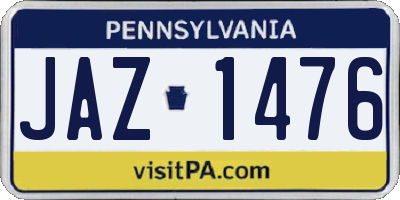 PA license plate JAZ1476