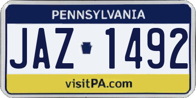 PA license plate JAZ1492