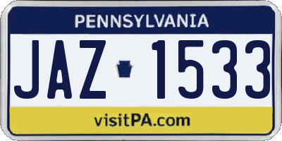 PA license plate JAZ1533