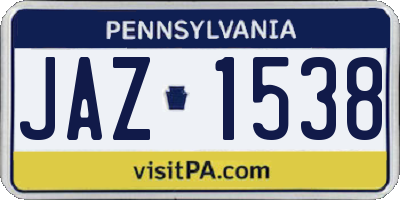 PA license plate JAZ1538