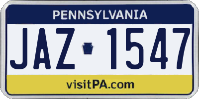 PA license plate JAZ1547