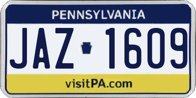 PA license plate JAZ1609