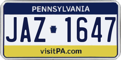 PA license plate JAZ1647