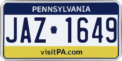 PA license plate JAZ1649