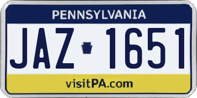 PA license plate JAZ1651