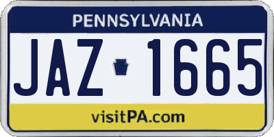PA license plate JAZ1665