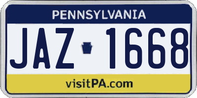 PA license plate JAZ1668