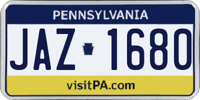 PA license plate JAZ1680