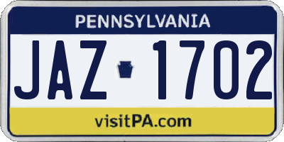 PA license plate JAZ1702