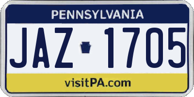 PA license plate JAZ1705