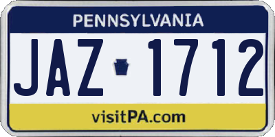 PA license plate JAZ1712