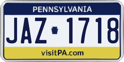 PA license plate JAZ1718