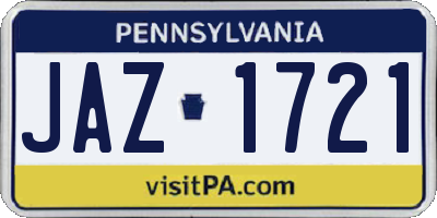 PA license plate JAZ1721