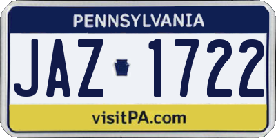 PA license plate JAZ1722