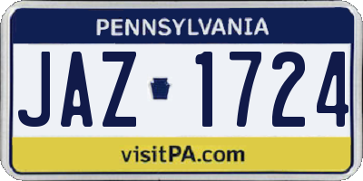 PA license plate JAZ1724