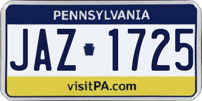 PA license plate JAZ1725