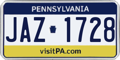 PA license plate JAZ1728