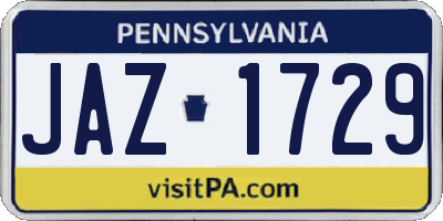PA license plate JAZ1729
