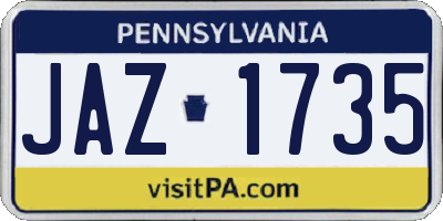 PA license plate JAZ1735