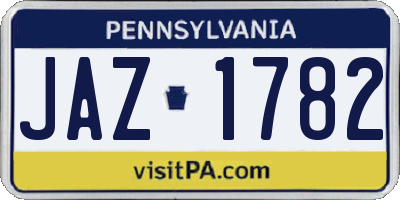 PA license plate JAZ1782