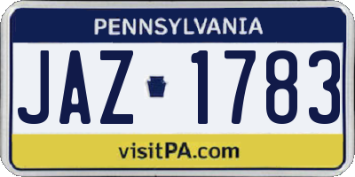 PA license plate JAZ1783