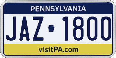 PA license plate JAZ1800