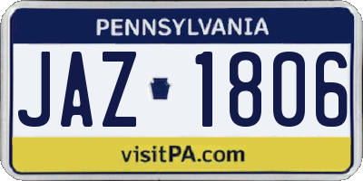 PA license plate JAZ1806
