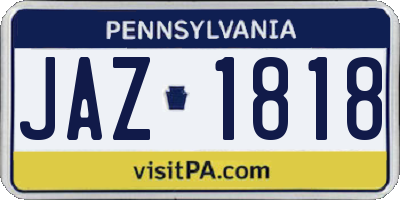 PA license plate JAZ1818