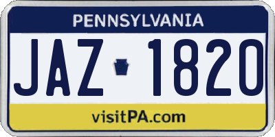 PA license plate JAZ1820