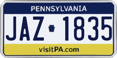 PA license plate JAZ1835