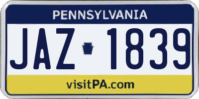 PA license plate JAZ1839