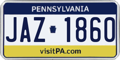 PA license plate JAZ1860