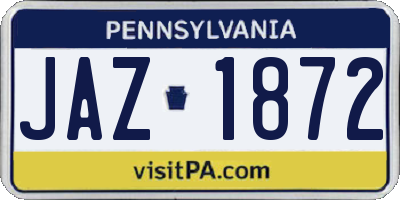 PA license plate JAZ1872