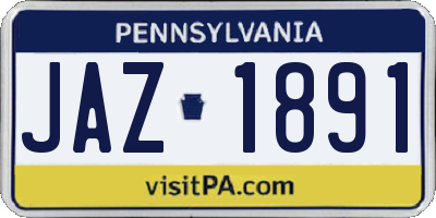 PA license plate JAZ1891
