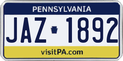 PA license plate JAZ1892