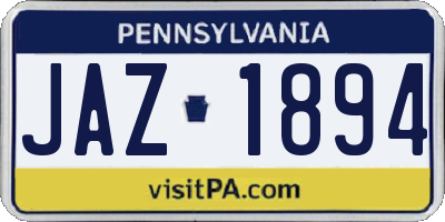 PA license plate JAZ1894
