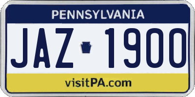 PA license plate JAZ1900