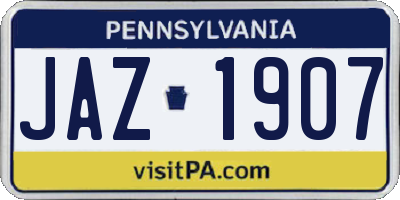 PA license plate JAZ1907