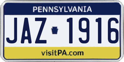 PA license plate JAZ1916