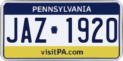 PA license plate JAZ1920