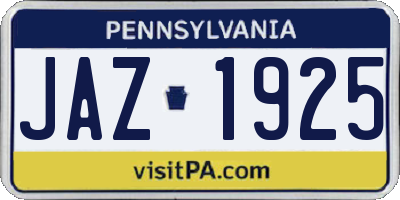 PA license plate JAZ1925
