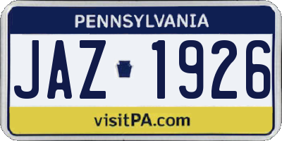PA license plate JAZ1926
