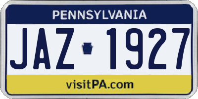 PA license plate JAZ1927