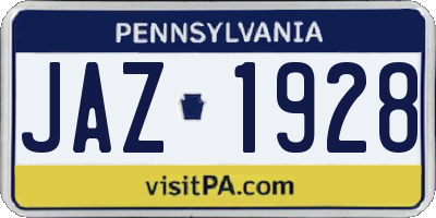 PA license plate JAZ1928