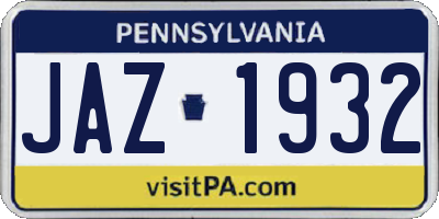 PA license plate JAZ1932