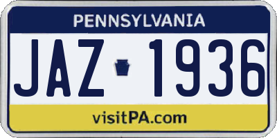 PA license plate JAZ1936